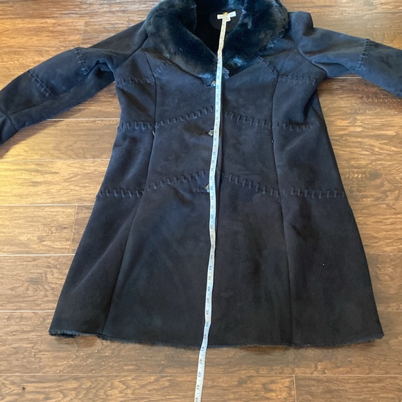 Coldwater Creek Faux Suede & Fur Winter Long Coat - Picture 4 of 8